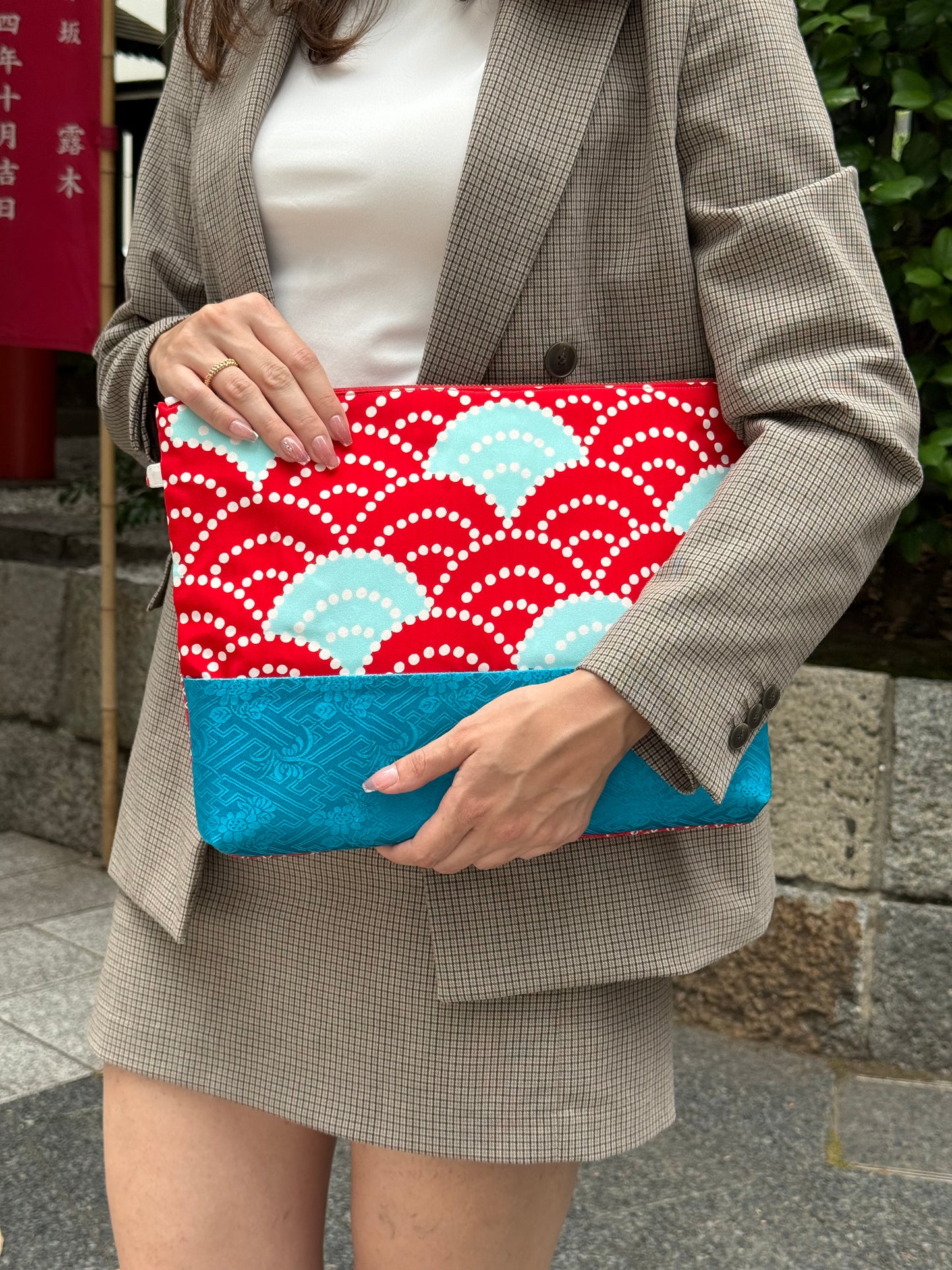 "Seigaiha" Kimono Soft Pouch